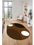 Baskılı Kaymaz Yıkanabilir Oval Koridor Halısı Mutfak Halısı Salon Halısı O-Modern-52-Kahve 4