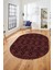 Sade Desen Özel Tasarım Dijital Kaymaz Yıkanabilir Oval Yolluk Salon Halısı O-Modern-87-Bordo 4