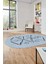 Baskılı Kaymaz Yıkanabilir Şık Modern Oval Yolluk Mutfak Halısı Salon Halısı O-Modern-59-Mavi 5