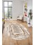 Modern Sade Desenli Dijital Kaymaz Yıkanabilir Oval Yolluk Salon Halısı O-Modern-37-Kahve 5