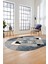 Şık Modern Desenli Dijital Kaymaz Yıkanabilir Oval Yolluk Mutfak Salon Halısı O-Modern-12-Mavi 2