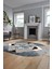 Şık Modern Desenli Dijital Kaymaz Yıkanabilir Oval Yolluk Mutfak Salon Halısı O-Modern-12-Mavi 4
