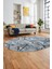 3D Baskılı Kaymaz Yıkanabilir Modern Oval Yolluk Koridor Mutfak Salon Halısı O-Modern-39-Mavi 4