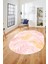 Yapraklı Baskılı Kaymaz Taban Yıkanabilir Modern Oval Yolluk Salon Halısı O-Modern-98-Pembe 3