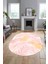 Yapraklı Baskılı Kaymaz Taban Yıkanabilir Modern Oval Yolluk Salon Halısı O-Modern-98-Pembe 5