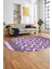3D Dijital Kaymaz Yıkanabilir Şık Kilim Desen Oval Yolluk Halısı Salon Halısı O-Modern-69-Mor 2