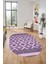 3D Dijital Kaymaz Yıkanabilir Şık Kilim Desen Oval Yolluk Halısı Salon Halısı O-Modern-69-Mor 3