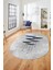 Baskılı Kaymaz Taban Yıkanabilir Modern Oval Yolluk Mutfak Salon Halısı O-MODERN-112-MAVİ 2