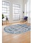 Modern Etnik Desen Dijital Kaymaz Yıkanabilir Oval Yolluk Mutfak Salon Halısı O-Modern-29-Mavi 1