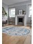 Modern Etnik Desen Dijital Kaymaz Yıkanabilir Oval Yolluk Mutfak Salon Halısı O-Modern-29-Mavi 3