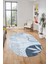Yaprak Desen Modern Tasarım Dijital Kaymaz Yıkanabilir Oval Yolluk Salon Halısı O-Modern-79-Mavi 2
