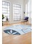 Yaprak Desen Modern Tasarım Dijital Kaymaz Yıkanabilir Oval Yolluk Salon Halısı O-Modern-79-Mavi 5