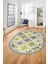 Etnik Modern Desenli Dijital Kaymaz Yıkanabilir Oval Yolluk Mutfak Salon Halısı O-Modern-14-Sarı 1