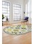 Etnik Modern Desenli Dijital Kaymaz Yıkanabilir Oval Yolluk Mutfak Salon Halısı O-Modern-14-Sarı 2