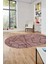 Sade Desenli Baskılı Kaymaz Taban Yıkanabilir Oval Yolluk Salon Halısı O-MODERN-117-BORDO 1