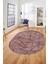 Sade Desenli Baskılı Kaymaz Taban Yıkanabilir Oval Yolluk Salon Halısı O-MODERN-117-BORDO 2
