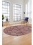Sade Desenli Baskılı Kaymaz Taban Yıkanabilir Oval Yolluk Salon Halısı O-MODERN-117-BORDO 3