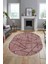 Sade Desenli Baskılı Kaymaz Taban Yıkanabilir Oval Yolluk Salon Halısı O-MODERN-117-BORDO 4