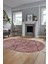 Sade Desenli Baskılı Kaymaz Taban Yıkanabilir Oval Yolluk Salon Halısı O-MODERN-117-BORDO 5