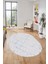 Şık Sade Modern Desenli Dijital Kaymaz Yıkanabilir Oval Yolluk Salon Halısı O-Modern-72-Mavi 3