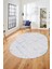 Şık Sade Modern Desenli Dijital Kaymaz Yıkanabilir Oval Yolluk Salon Halısı O-Modern-72-Mavi 5