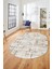 Sade Desen Modern Dijital Kaymaz Yıkanabilir Oval Yolluk Mutfak Salon Halısı O-Modern-89-Krem 4