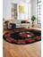 Modern Çiçek Dijital Kaymaz Yıkanabilir Oval Yolluk Mutfak Salon Halısı O-Modern-21-Antrasit 5
