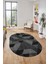 Baskılı Kaymaz Taban Yıkanabilir Modern Şık Oval Yolluk Mutfak Salon Halısı O-Modern-96-Antrasit 1