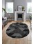 Baskılı Kaymaz Taban Yıkanabilir Modern Şık Oval Yolluk Mutfak Salon Halısı O-Modern-96-Antrasit 5