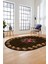Modern Çiçek Dijital Kaymaz Yıkanabilir Oval Yolluk Mutfak Salon Halısı O-Modern-20-Kahve 1