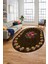 Modern Çiçek Dijital Kaymaz Yıkanabilir Oval Yolluk Mutfak Salon Halısı O-Modern-20-Kahve 4