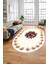 Modern Çiçek Dijital Kaymaz Yıkanabilir Oval Yolluk Mutfak Salon Halısı O-Modern-20-Krem 4