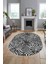 Yaprak Desen Baskılı Kaymaz Taban Yıkanabilir Modern Oval Yolluk Salon Halısı O-MODERN-100-GRİ 5