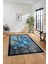Çerçeveli Modern Desenli Dijital Kaymaz Yıkanabilir Yolluk Mutfak Salon Halısı Modern-13-Mavi 1