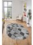 Baklava Desen Baskılı Kaymaz Taban Yıkanabilir Modern Oval Yolluk Salon Halısı O-MODERN-103-GRİ 1
