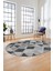 Baklava Desen Baskılı Kaymaz Taban Yıkanabilir Modern Oval Yolluk Salon Halısı O-MODERN-103-GRİ 4