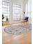 Modern Etnik Desen Dijital Kaymaz Yıkanabilir Oval Yolluk Mutfak Salon Halısı O-Modern-29-Gri 1