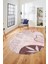 Yaprak Desen Modern Tasarım Dijital Kaymaz Yıkanabilir Oval Yolluk Salon Halısı O-Modern-79-Pembe 4