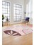 Yaprak Desen Modern Tasarım Dijital Kaymaz Yıkanabilir Oval Yolluk Salon Halısı O-Modern-79-Pembe 5