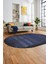 Sade Modern Desen Dijital Kaymaz Yıkanabilir Oval Yolluk Mutfak Salon Halısı O-Modern-28-Mavi 5