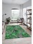 Yaprak Desen Baskılı Kaymaz Taban Yıkanabilir Modern Yolluk Salon Halısı MODERN-100-YEŞİL 1