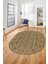 Kilim Desen Baskılı Kaymaz Taban Yıkanabilir Modern Oval Yolluk Salon Halısı O-MODERN-108-KAHVE 2