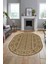 Kilim Desen Baskılı Kaymaz Taban Yıkanabilir Modern Oval Yolluk Salon Halısı O-MODERN-108-KAHVE 4