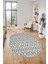 3D Kilim Desen Özel Tasarım Dijital Kaymaz Yıkanabilir Oval Yolluk Salon Halısı O-Modern-84-Gri 2