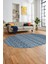 Kilim Desen Özel Tasarım Dijital Kaymaz Yıkanabilir Oval Yolluk Salon Halısı O-Modern-86-Mavi 1