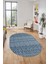 Kilim Desen Özel Tasarım Dijital Kaymaz Yıkanabilir Oval Yolluk Salon Halısı O-Modern-86-Mavi 2