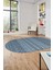 Kilim Desen Özel Tasarım Dijital Kaymaz Yıkanabilir Oval Yolluk Salon Halısı O-Modern-86-Mavi 3