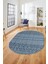 Kilim Desen Özel Tasarım Dijital Kaymaz Yıkanabilir Oval Yolluk Salon Halısı O-Modern-86-Mavi 4