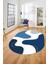 Baskılı Kaymaz Taban Yıkanabilir Modern Oval Yolluk Mutfak Salon Halısı O-MODERN-120-MAVİ 2