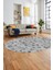 Baskılı Kaymaz Yıkanabilir Modern Kelebek Desen Oval Yolluk Salon Halısı O-Modern-51-Gri 3